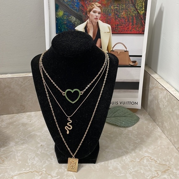 Snake Charm Layered Gold Necklace - Picture 5 of 17